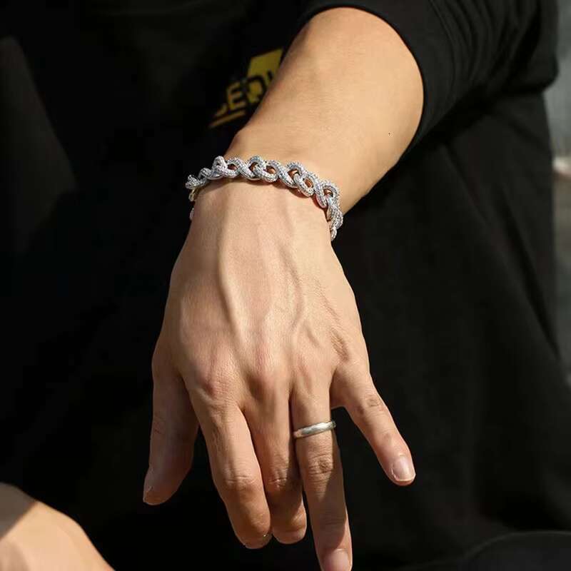 Authentic Zircon Luxury Fork Cuban Link Chain Ice Bracelet for Men Hip Hop Jewelry