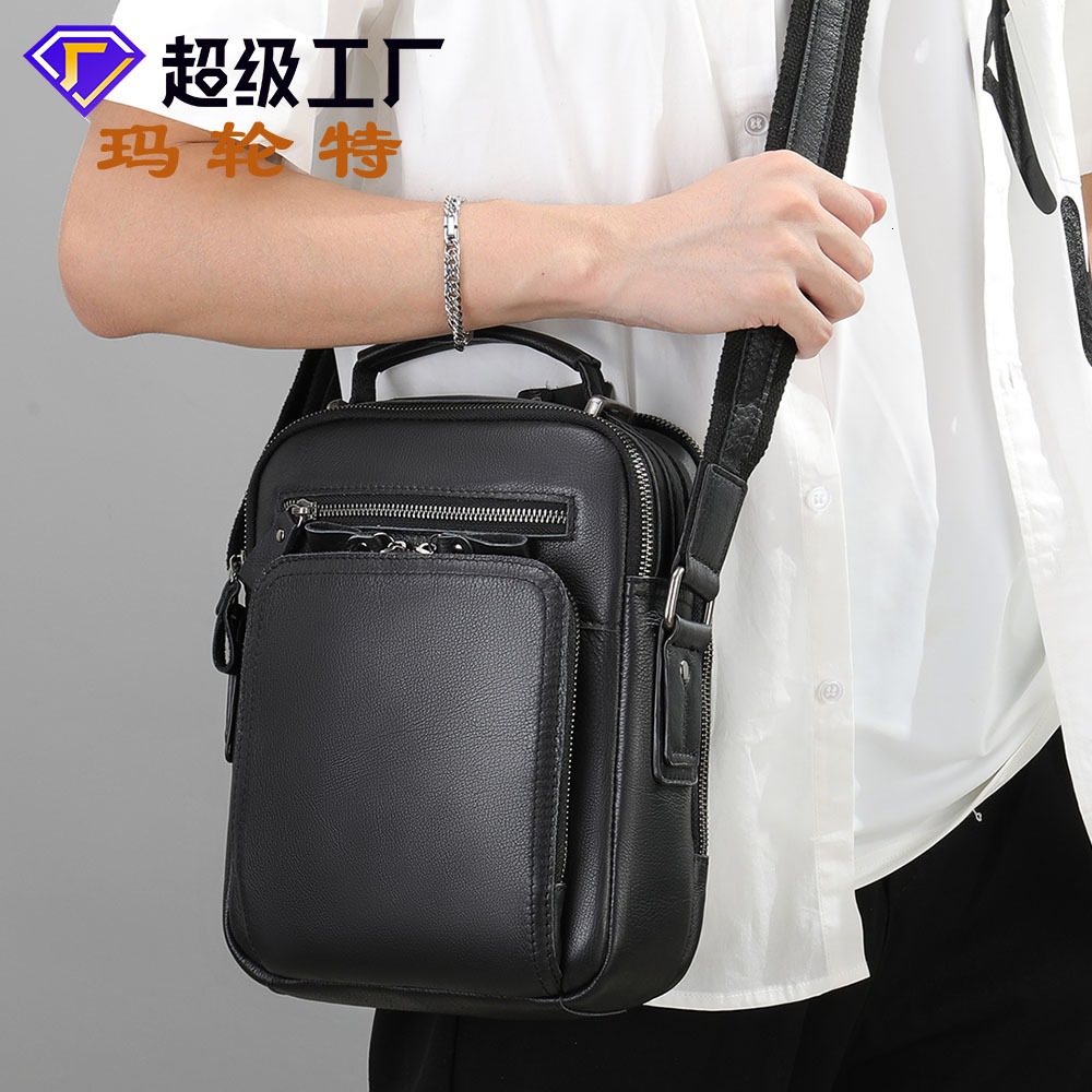 Malinte genuine Mad Horse leather bag, multifunctional cowhide iPad shoulder bag