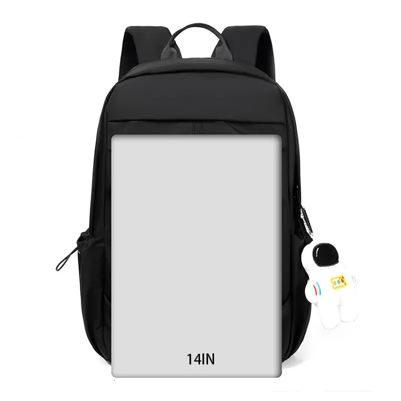 14 inch large capacity casual backpack sports simple unisex computer backpack with pendant 250427