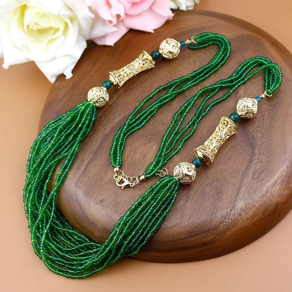 Sunspicems Multilayer Beads Chain For Women Algeria Moroccan Bride Wedding Jewelry Gold Color Caftan Choker Necklace