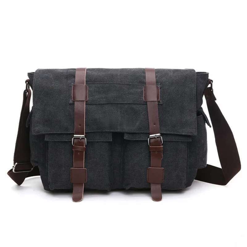 Men's Business Messenger Bags For Men Shoulder Vintage Canvas Crossbody Pack Retro Casual Office Travel Bag