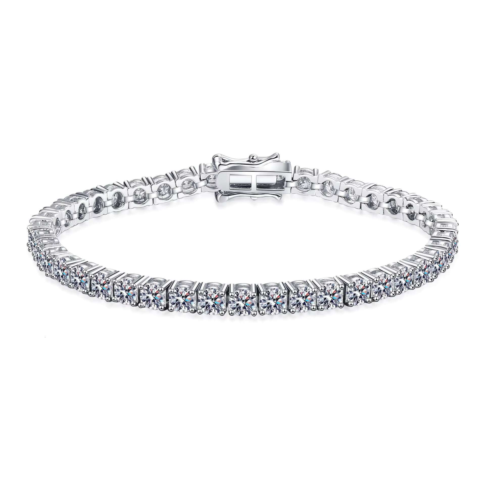 Decoral Wholesale VVS 3mm-5mm Moissanite Iced Out Tennis Bracelet 925 Sterling Silver Sparkling Moissanite Tennis Bracelet Chain