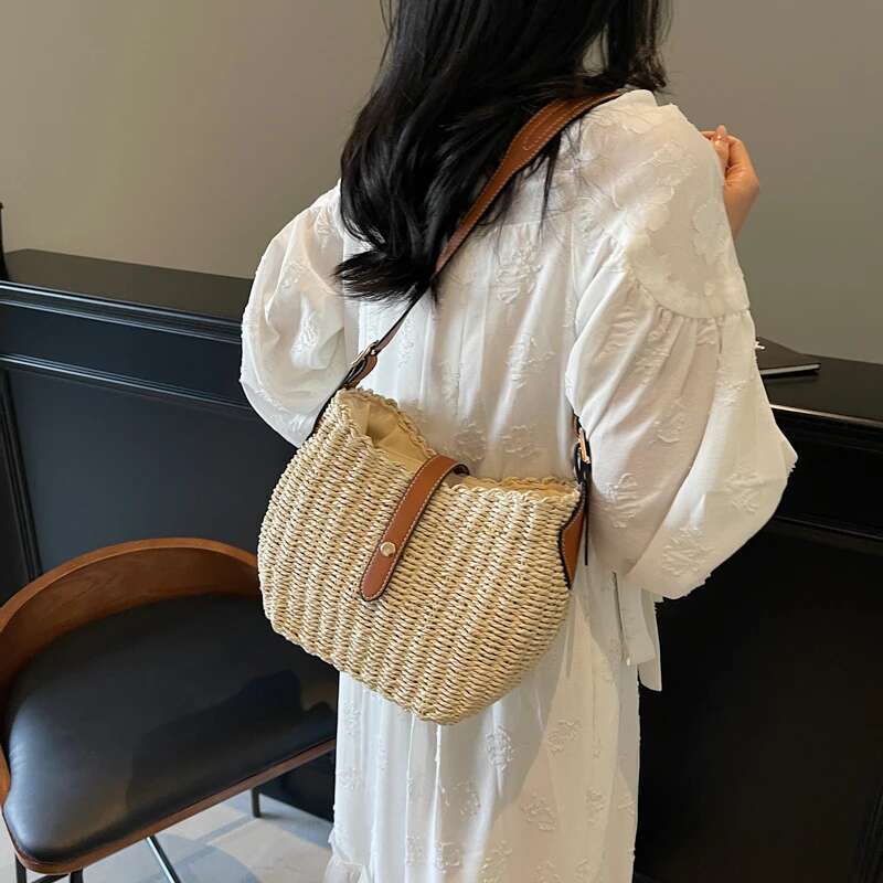 LEFTSIDE Small Straw Tote For Women Summer Y K Ladies Shoulder Bag Females Beach Crossbody Bags Handbags And Purses Bag
