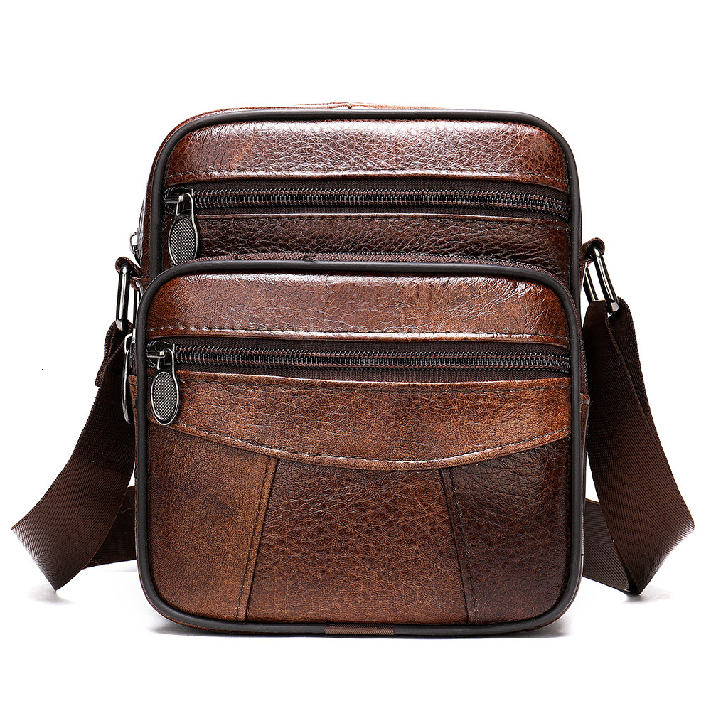 Malunte Genuine Leather Vertical Top layer Cowhide Casual One Shoulder Crossbody Bag, High end, Men's Bag Trendy
