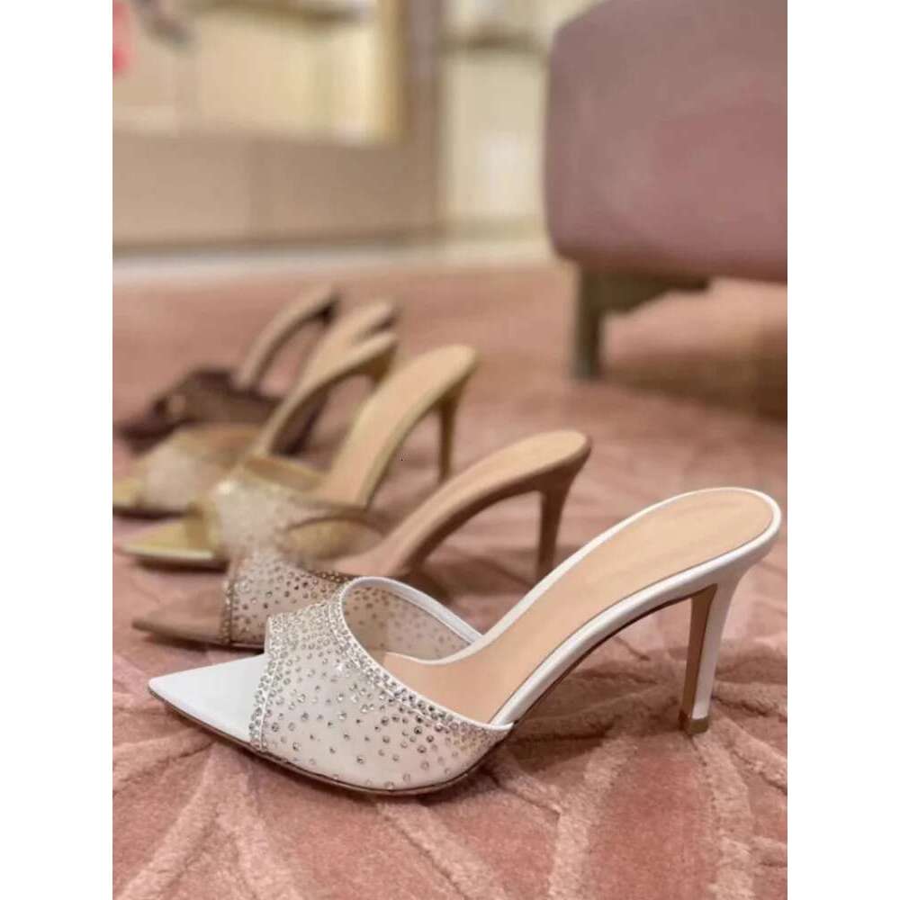 Brand Rhinestones Slippers Sexy Pointed Open Sandals Gentle Women Fashion Stiletto Shoes New Arrival