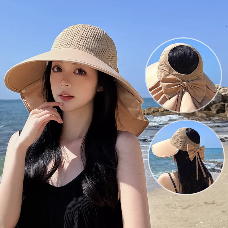 Summer Big Brimmed Sun Hat Womens Outdoor Sun Hat Detachable Shaver Neck Protector Empty Fishermans Hat 250430