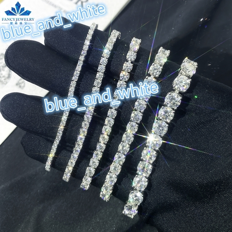 Factory Price Gold Plated S925 Sliver Vvs Moissanite Tennis Chain 2-6.5mm Iced Out Diamond Hiphop Tennis Necklace Bracelet