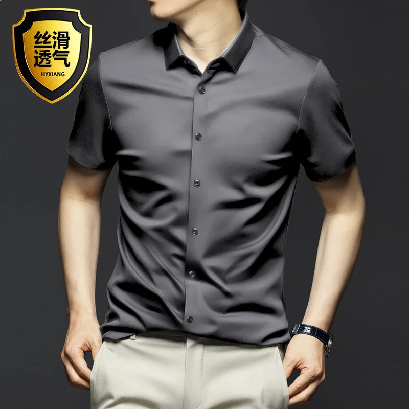 wrinkle resistant mens shirt short sleeved dress ultrathin fit Camisa Social Business white office S4XL 250427