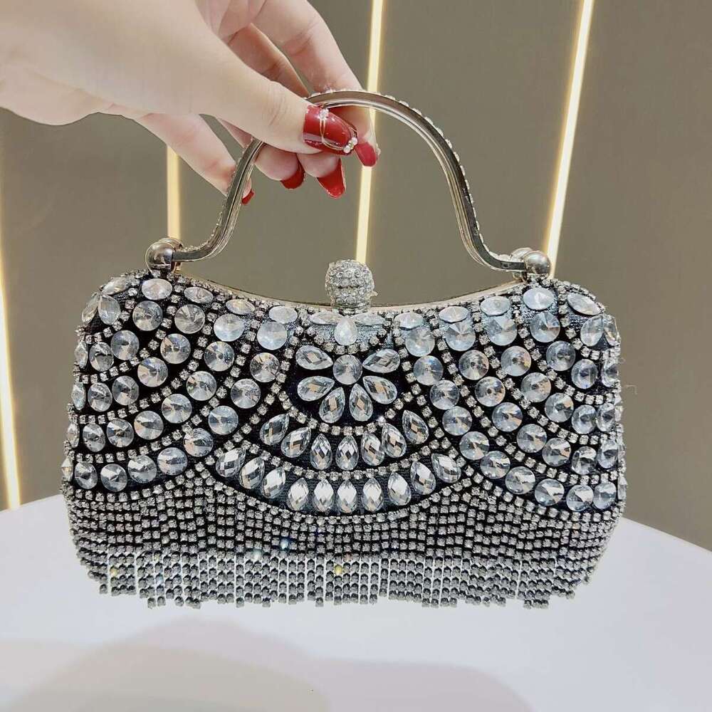 Dinner Bag New Diamond Set Handbag Tassel Evening Dress Bag Birthday Wedding Single Cross Shoulder Banquet Bag KQ
