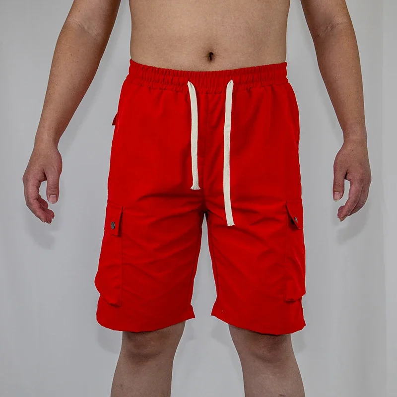 Summer mens loose leisure tactics slow jogging elastic waist multiple pockets cargo short distance running suitable for work and hiking 250425