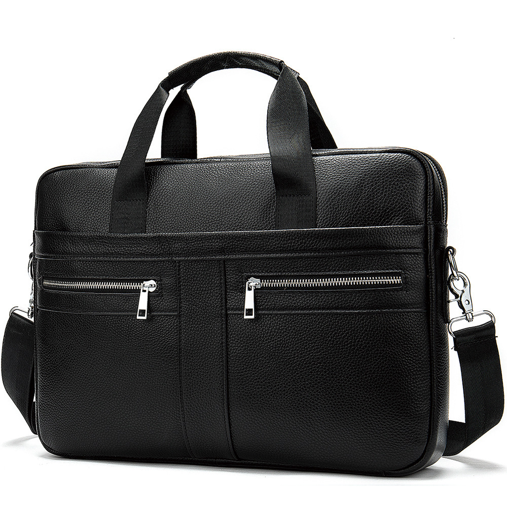 Briefcase Genuine Leather 14 Inch Computer Men's Handheld One Shoulder Business Bag