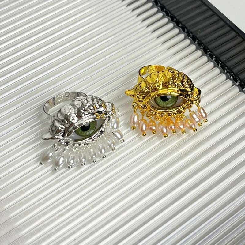 Modern Jewelry European And American Design Simulated Pearl Eye Styling Rings For Women Female Gifts Exaggerative Accessories