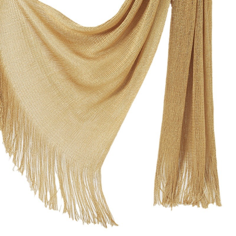 K588 Summer European and American new pure color all-match bikini shawl cross-border hot-selling gold and silver silk sunscreen outer shawl flat scarf