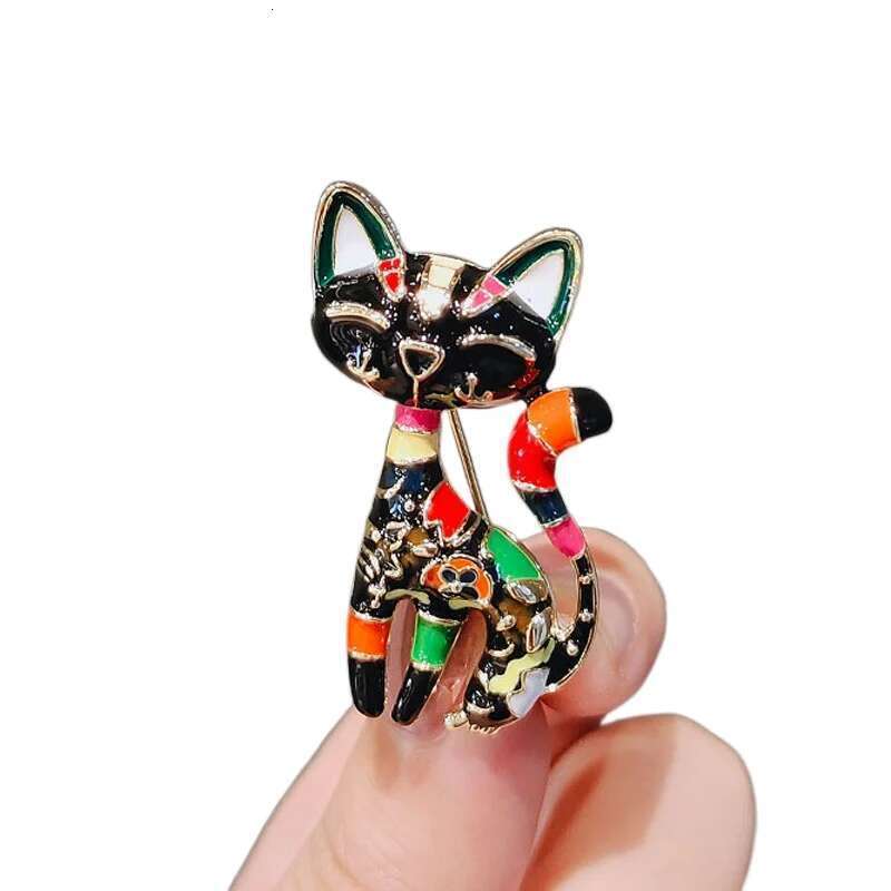 Cute Kitten Oil Painting Brooch, Girl Student Collar, Enamel Buckle, Clothing, Backpack, Pin, Metal Cat Animal Accessories