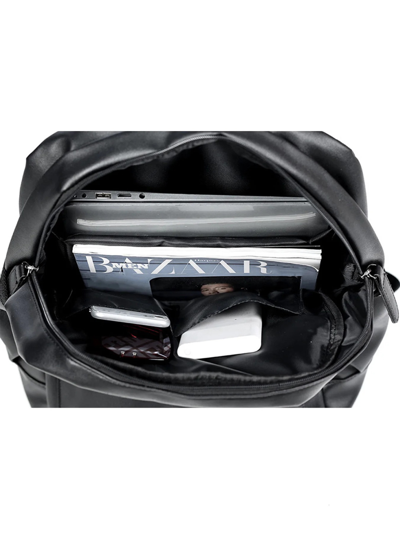 Mens Fashion Backpack PU Leather Waterproof Leisure Travel Bag 14 inch Laptop 250427