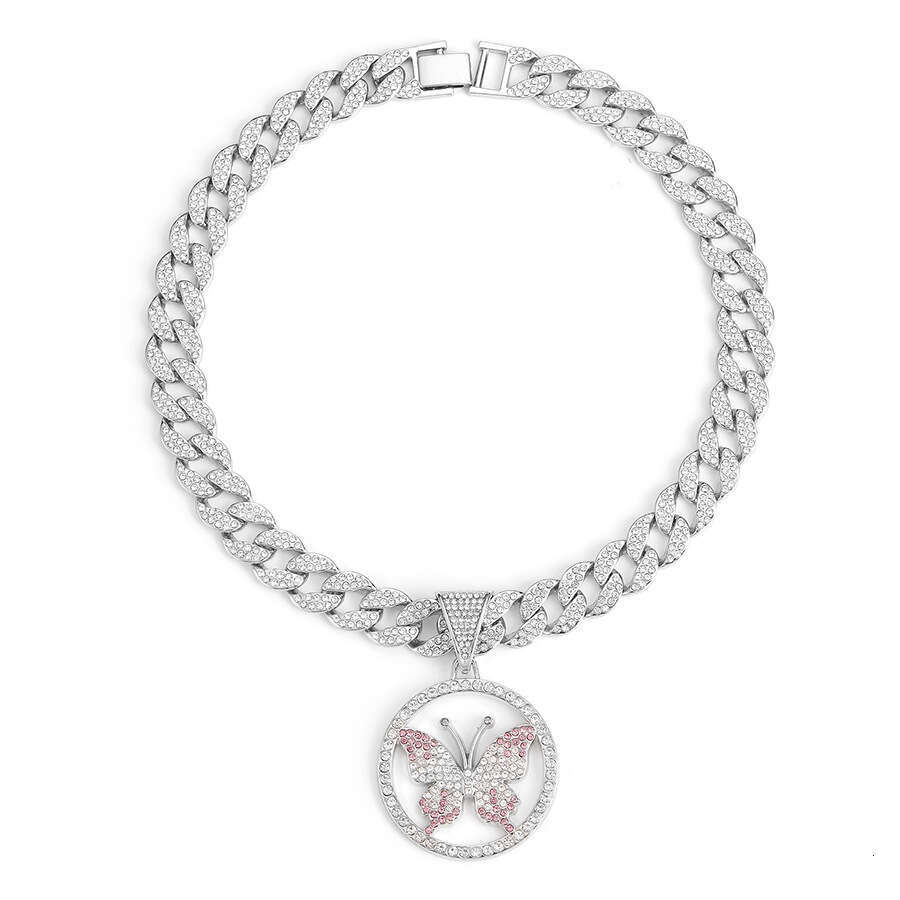 Hot Selling Hip Hop Accessories Full Dia Butterfly Pendant Fashionable Unisex Necklace