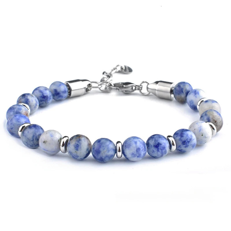 Stainless Steel Bracelet for Men 8mm Map Stone Tiger Eye Bracelet Handmade Natural Stone Beaded Bracelet Adjustable Jewelry Gift 250430