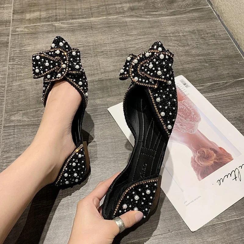 Women Fashion Flat Single Shoes Feamle Autumn Pointed Toe Shoes Flat Loafers Soft Sole Ladies Plus Size 35-43 Zapatos De Mujer 250421