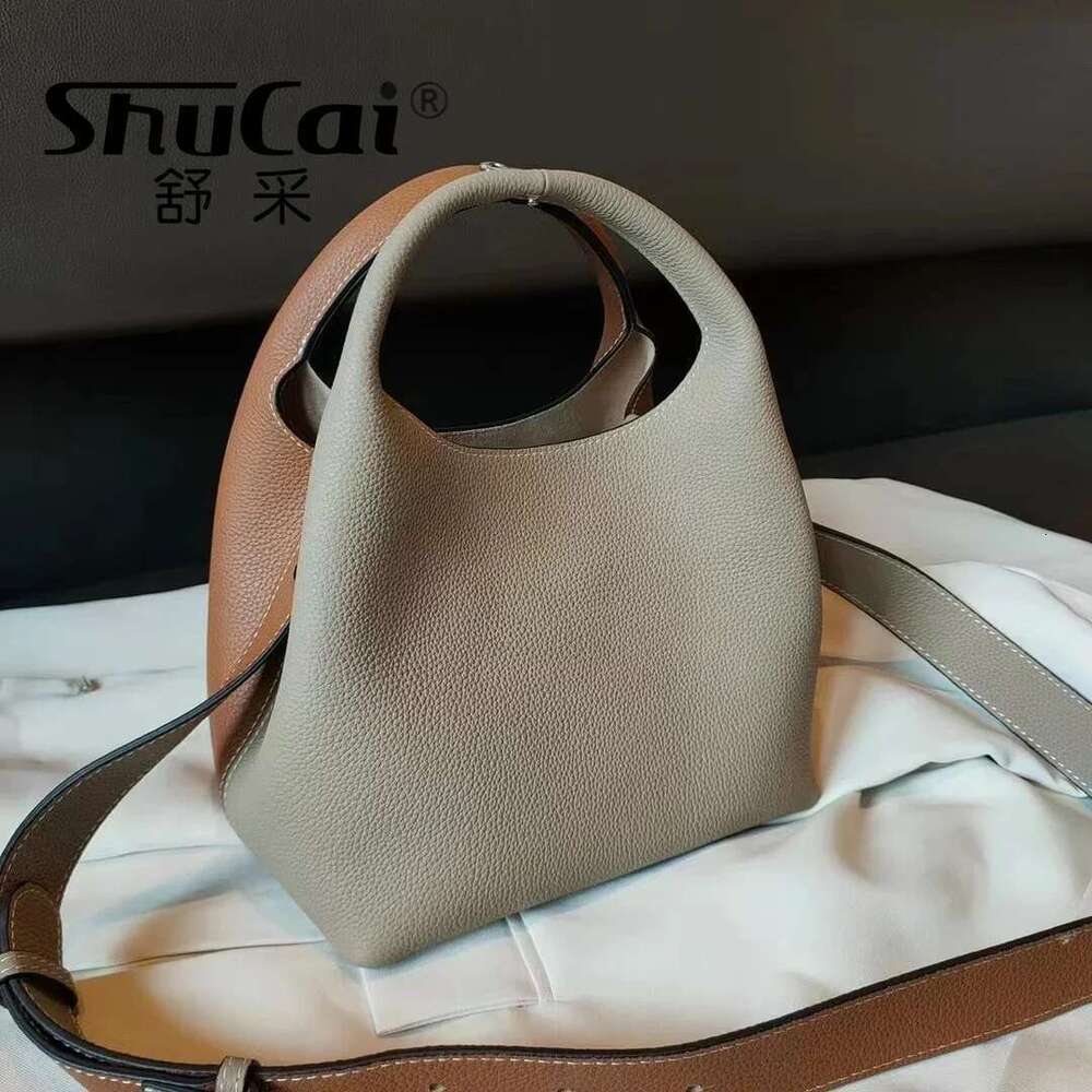 Genuine Leather bucket designer blocking and versatile single shoulder diagonal crossbody TOGO cowhide women's handbags