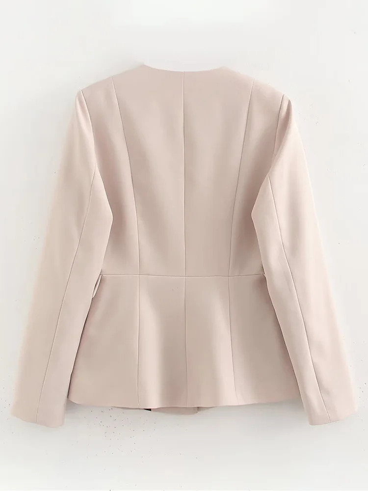 ZAJIA womens clothing European and American style lapel round neck long sleeved slim fit suit jacket 250428