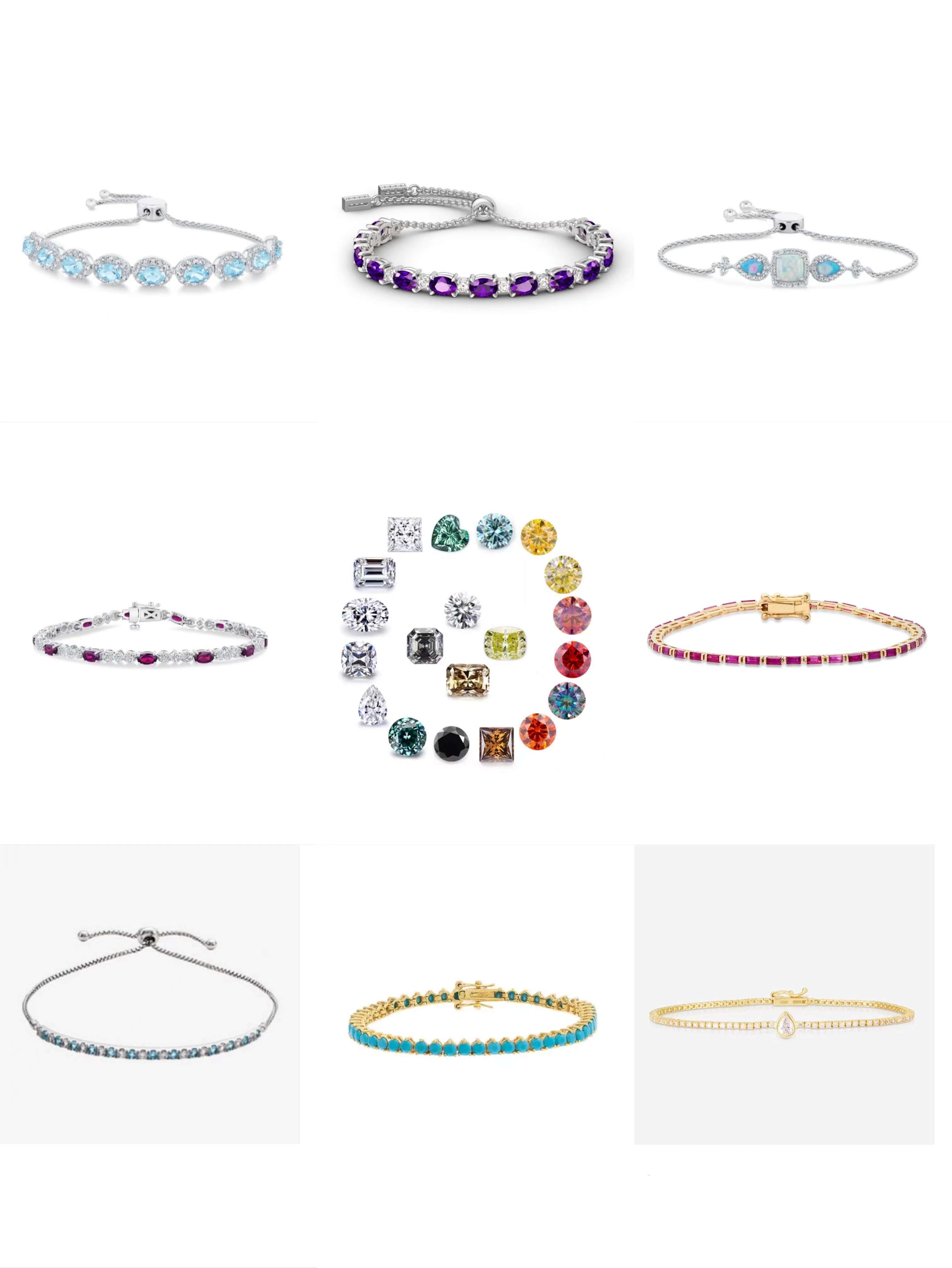 Fine Jewelry 14K/18K Gold Diamond Tennis Bracelet Natural Gemstone 925 Silver Lab Diamond Moissanite Tennis Bracelet