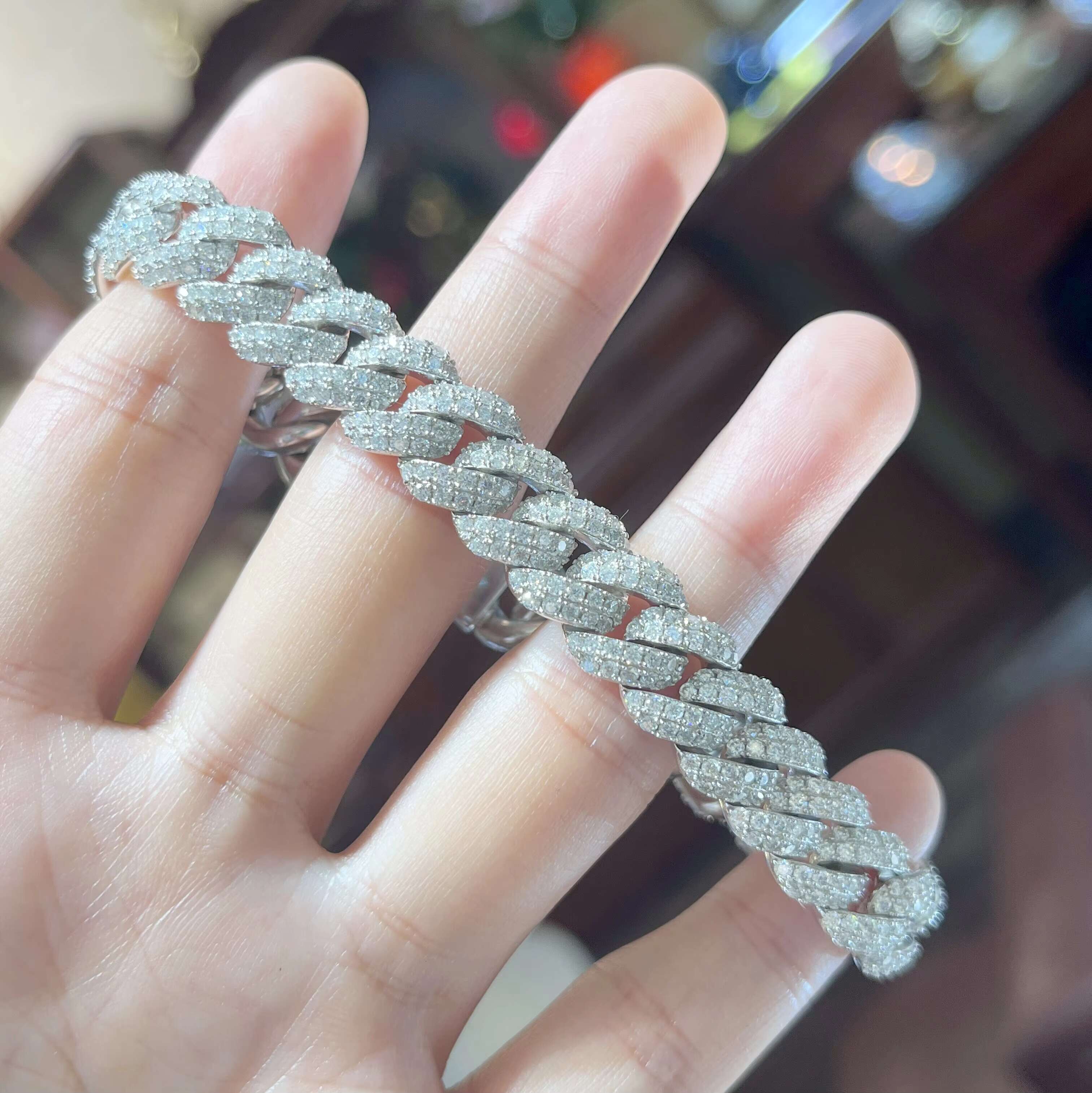 18K Custom Vvs Moissanite Big Mens Rapper Diamond Chain Hip Hop Jewelry Cuban Link Chain Miami Cuban Link Bracelet Lab Grown