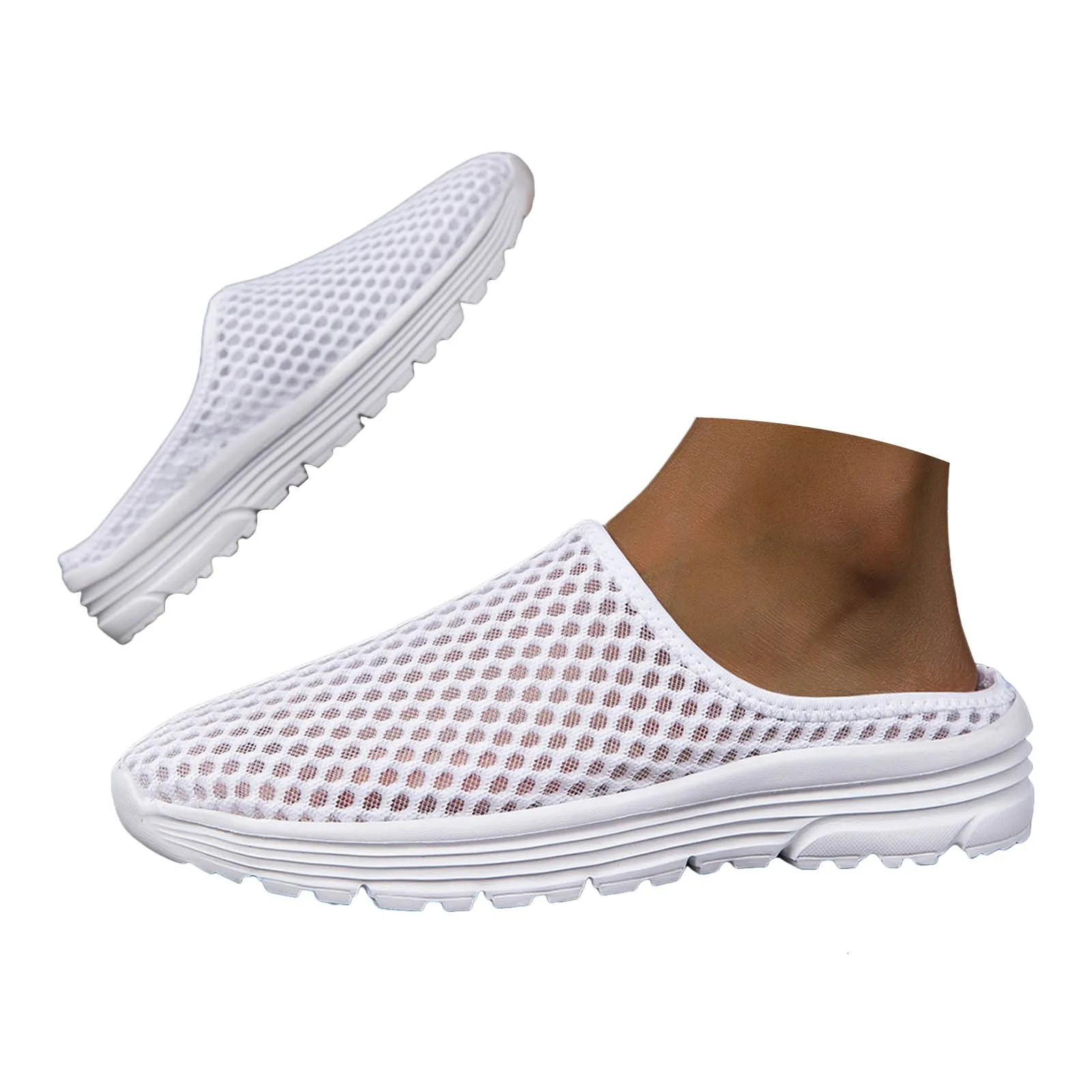 Mens and womens casual slippers summer comfortable beach shoes outdoor breathable hollow mesh sports shoes 2024 trend 250430
