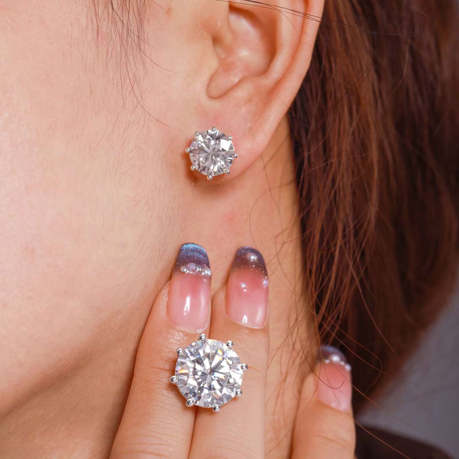 Dropshipping 1ct-24ct 8 Prong Moissanite Stud Earrings 925 Sterling Silver VVS Diamond Ear Stud 2023 Fashion Men Women Luxury