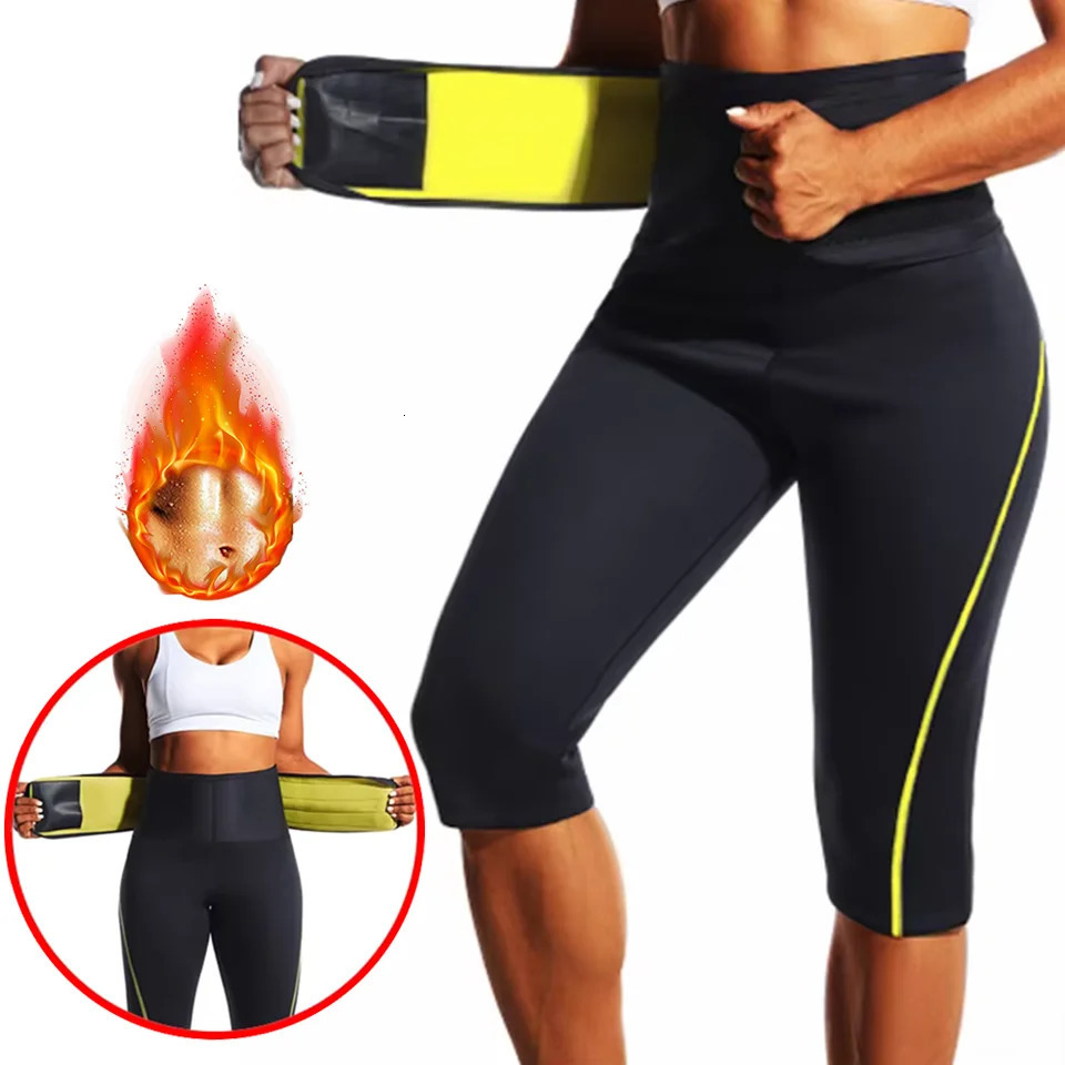 Womens sweat sauna effect short form weight loss slimming waist and abdomen control leg exercise gym sportswear 250430