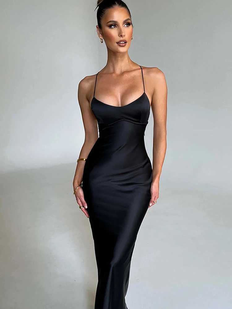 Articat satin backless lace mermaid slippers womens sweetheart neckline sexy slim fit dress elegant silk dress party dress W250430