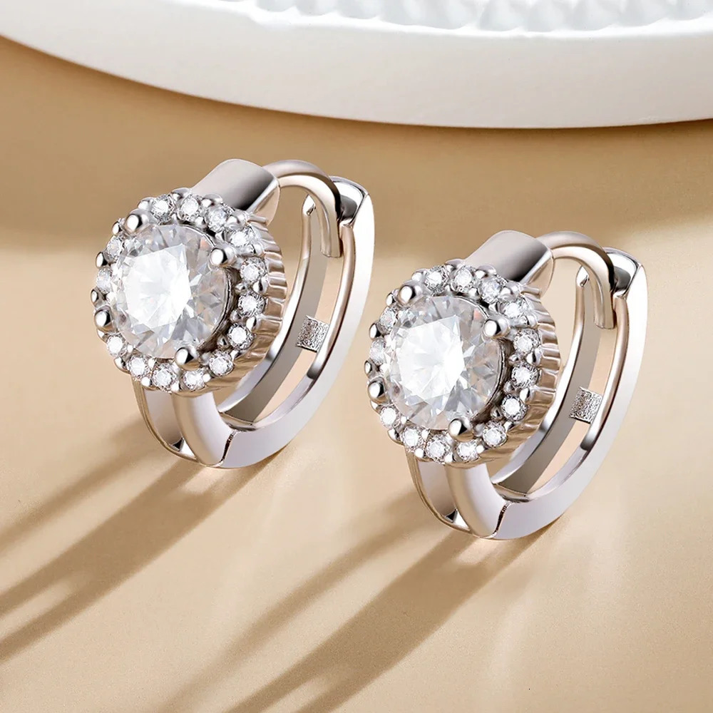 Serenty 2ct D Color Hoop Earrings For Women Wedding Bridal S925 Sterling Silver Couples Stud Earring Anniversary Gift 250420