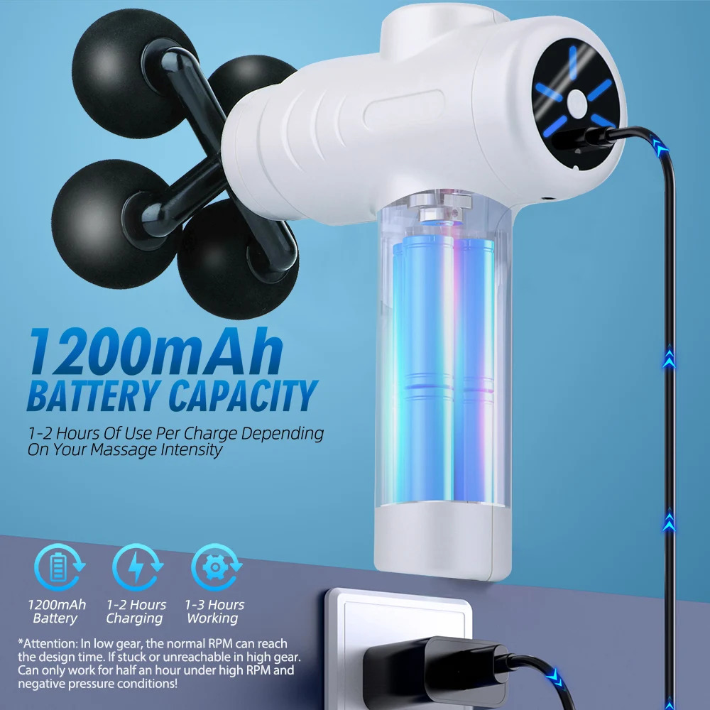 Massage Gun Variable Frequency 5 Levels Fascial gun Dual mode 4x Strike Massager head Massager Body Neck Back Leg Fitness Tool 250424