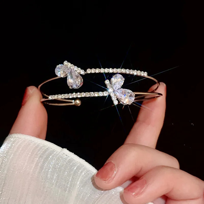 Zircon Ripple Womens Open Bracelet Personalized High end Wedding Party Jewelry 250425