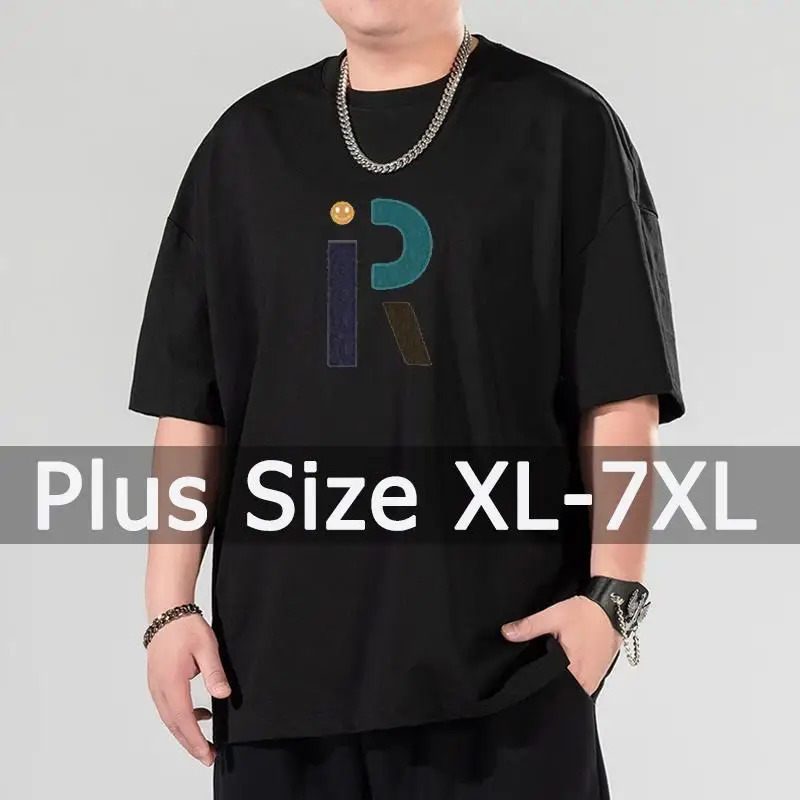 Mens oversized Tshirt with size 4XL 5XL 6XL 7XL printed suitable for 110175kg summer cotton round neck short sleeved top 250530