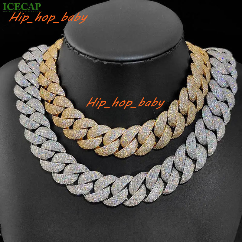 Fine Jewelry Iced Out Necklaces 925 Sterling Silver Hip Hop Cuban Necklace Charm VVS Moissanite Diamond Cuban Link Chain for Men