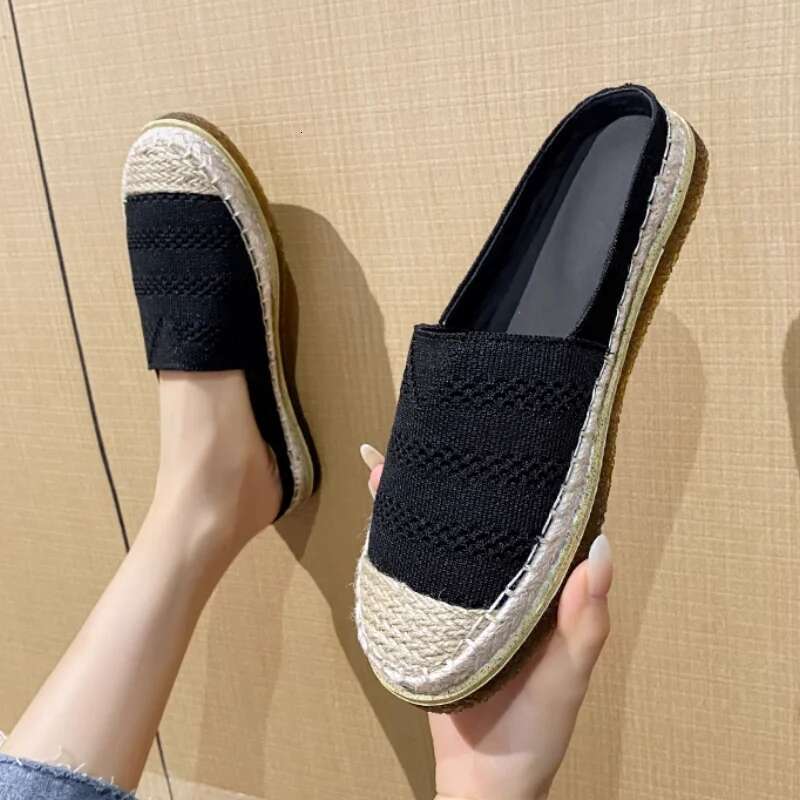 Brand Fashion Canvas Color Matching Flat Breathable Casual Women Slip On Shoes Comfortable Slipper
