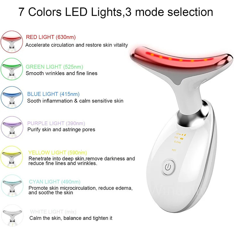 7 Colors Anti Wrinkle Massager Neck Face Beauty Device Skin Tighten Lift Device Reduce Double Chin Skin Care Tool 250422