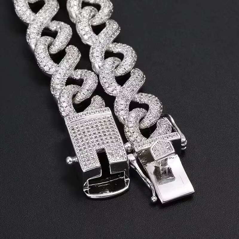 Authentic Zircon Luxury Fork Cuban Link Chain Ice Bracelet for Men Hip Hop Jewelry