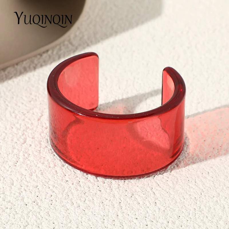 Colorful Transparent Charm Bracelet for Women Wide Indian Open Bracelet for Women Acrylic Fashion Jewelry 250425