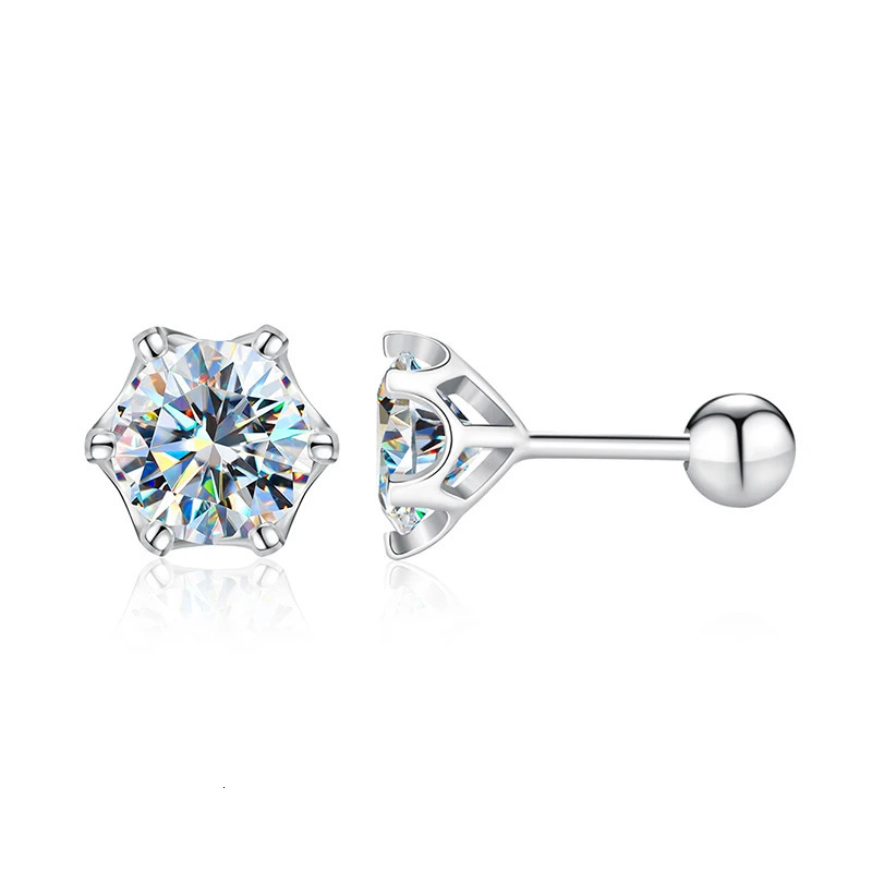 DWJ 1CT Six Prong Delicate Lacework Certified Diamond Stud Earrings For Women Real 925 Sterling Silver Fine Jewelry 250420