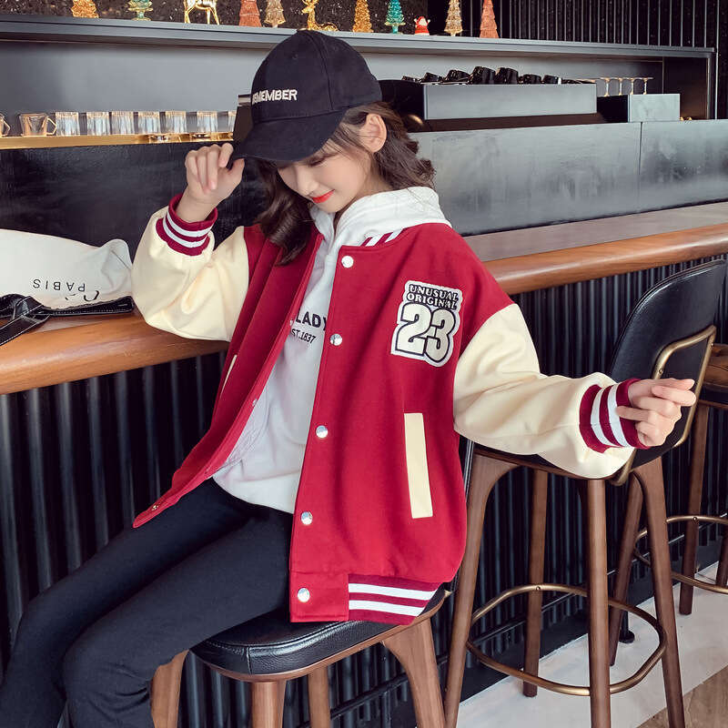 Girls' Outerwear Spring 2025 New Western Style Internet Celebrity Autumn Fashion Top Middle And Large Children's Baseball Jacket