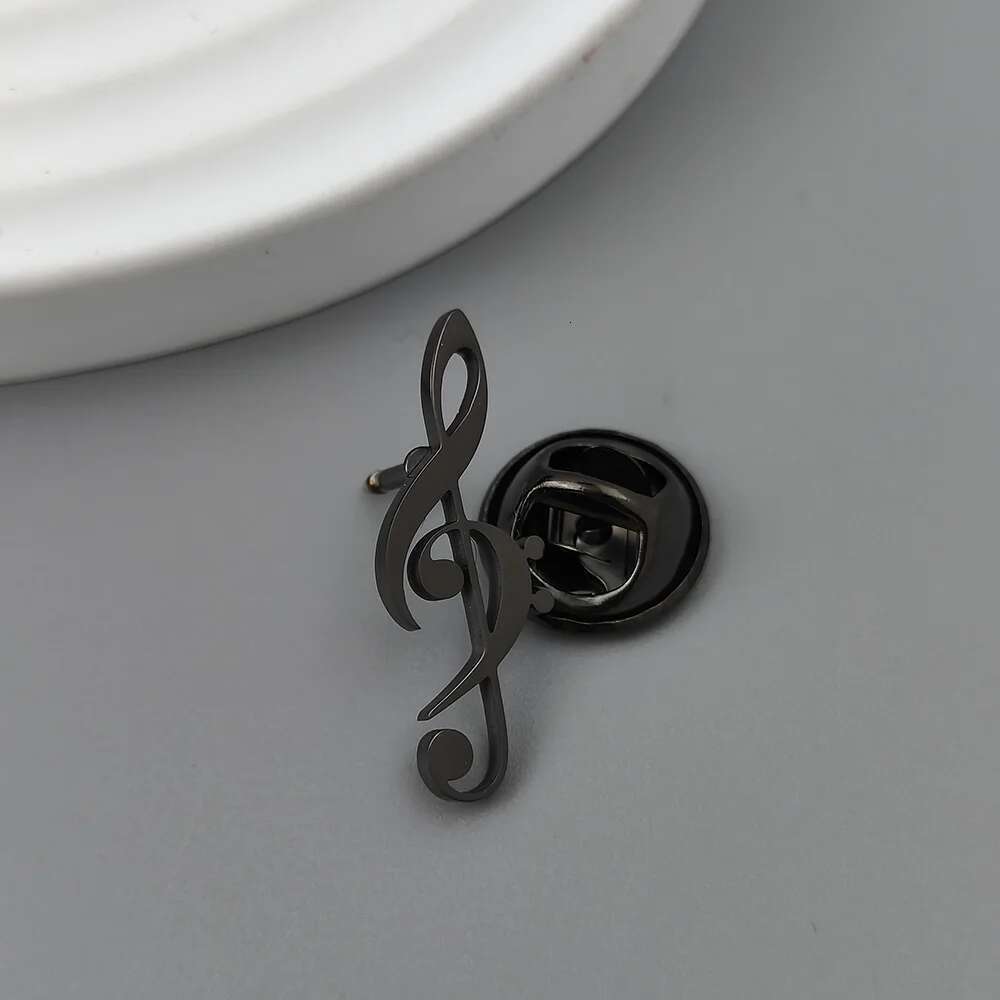 Musical Symbol Hollow Gold-Plated Badge, Collar Brooch Black, Sier Lapel Pin, Suit Accessories Set, Branded Men's Gift