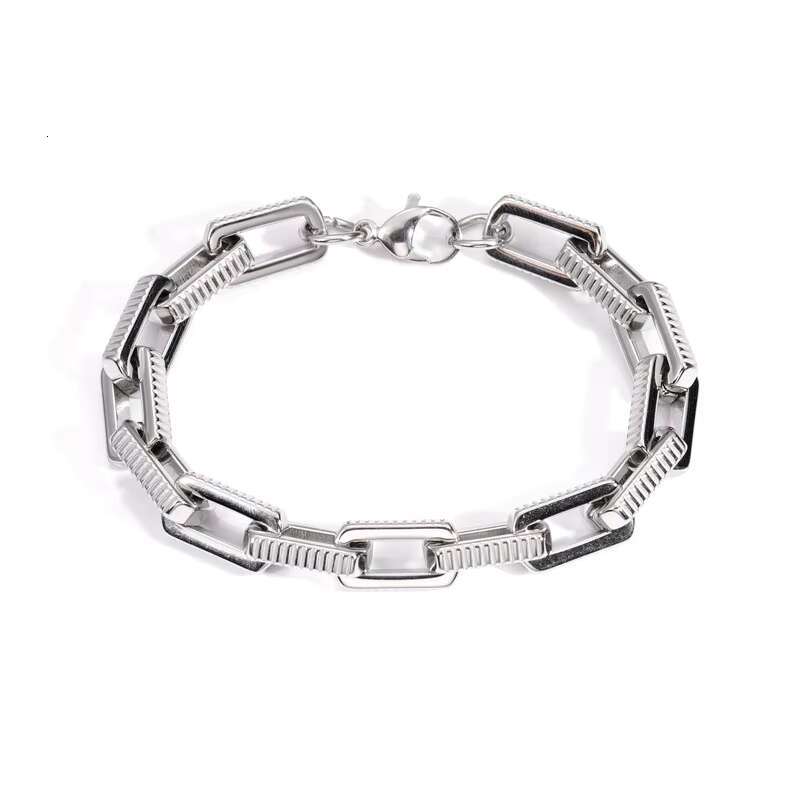 New Mens Classic DIY Hip Hop Geometric Gold Plated Cuban Stainless Steel Chain Bracelet Bamboo Joint Fashion Link Bracelets