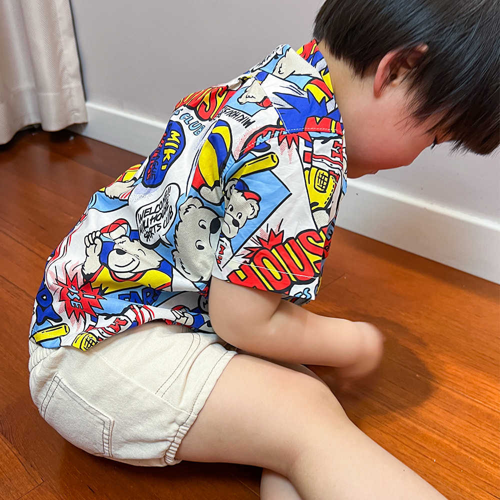 Summer Miki Heavy Industry Embroidered Shorts Cotton Cowboy Yellow Khaki Boys and Girls Butt Pants Cartoon Underwear Y250430ZGX7