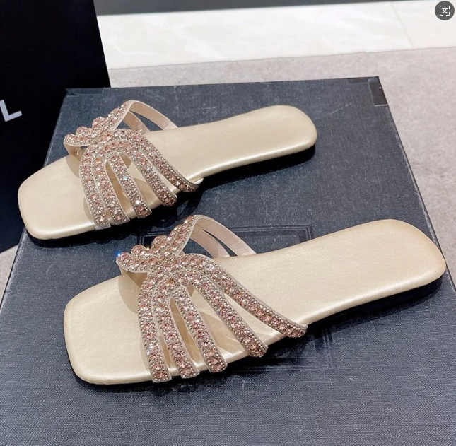 2025 New Striped Summer Flat Shoes Fashion Sliding Outdoor Designer Women's Casual Sandals Large 43 Women's Trendy Slippers