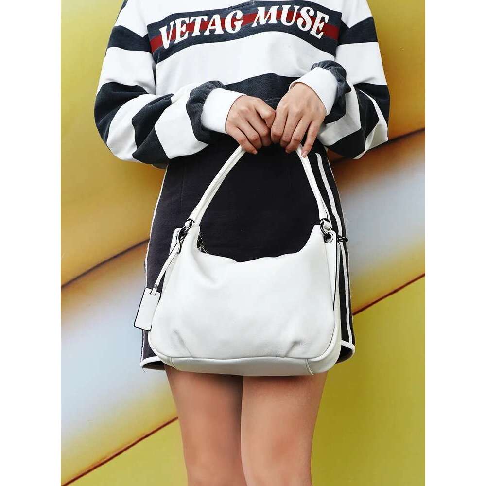 Zency Genuine Leather Hobo For Women Simple Classic Casual Handbag Commute Shoulder Tote Soft Crossbody Bag Big Pockets