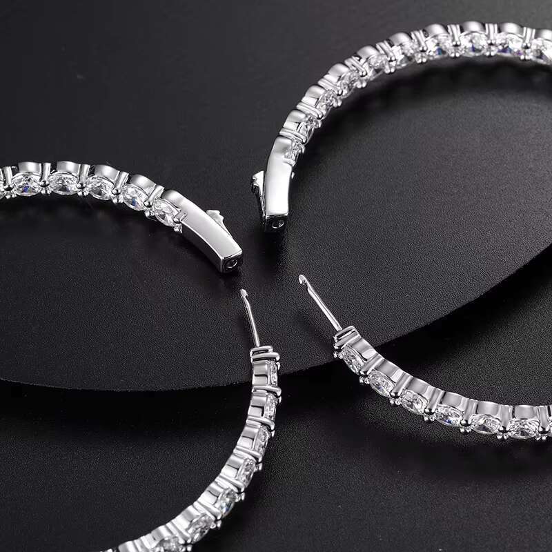 Dropshipping Luxury 15.5ct VVS Moissanite Diamond Big Hoop Earrings 65mm 925 Sterling Silver Ear Loop Weddings Jewelry