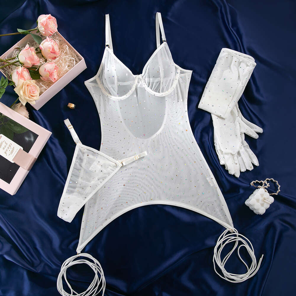 Sexy Underwear Sexy Sequins Featuring Steel Rims Perspective Gathering Slim Fit Lifted Buttocks Gloves Tied Rope Women S Dress