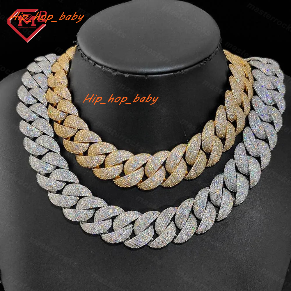 Heavy 20mm Big Size Moissanite Cuban Chain Silver Gold Plated Hiphop Vvs Moissanite Miami Cuban Link Chain Iced Out Cuban Chain
