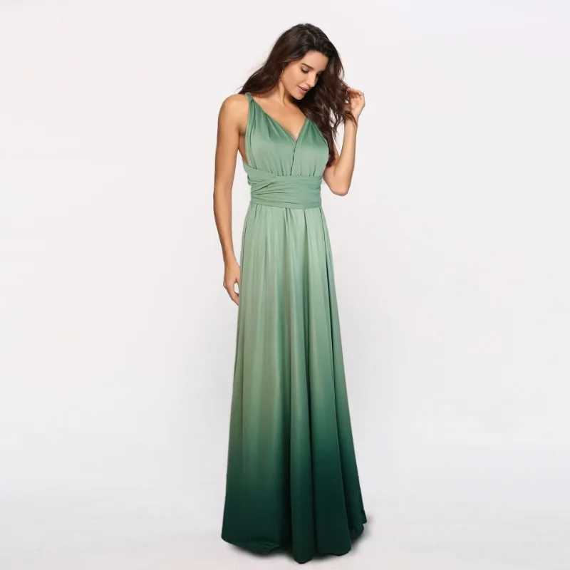 Summer fashion wear more legal wear cross backless sexy belt graduation ceremony color changing long skirt sexy dress W250430